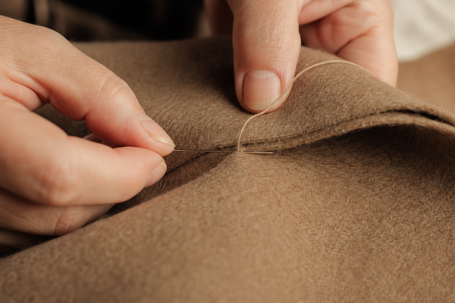 Double faced wool seam technique